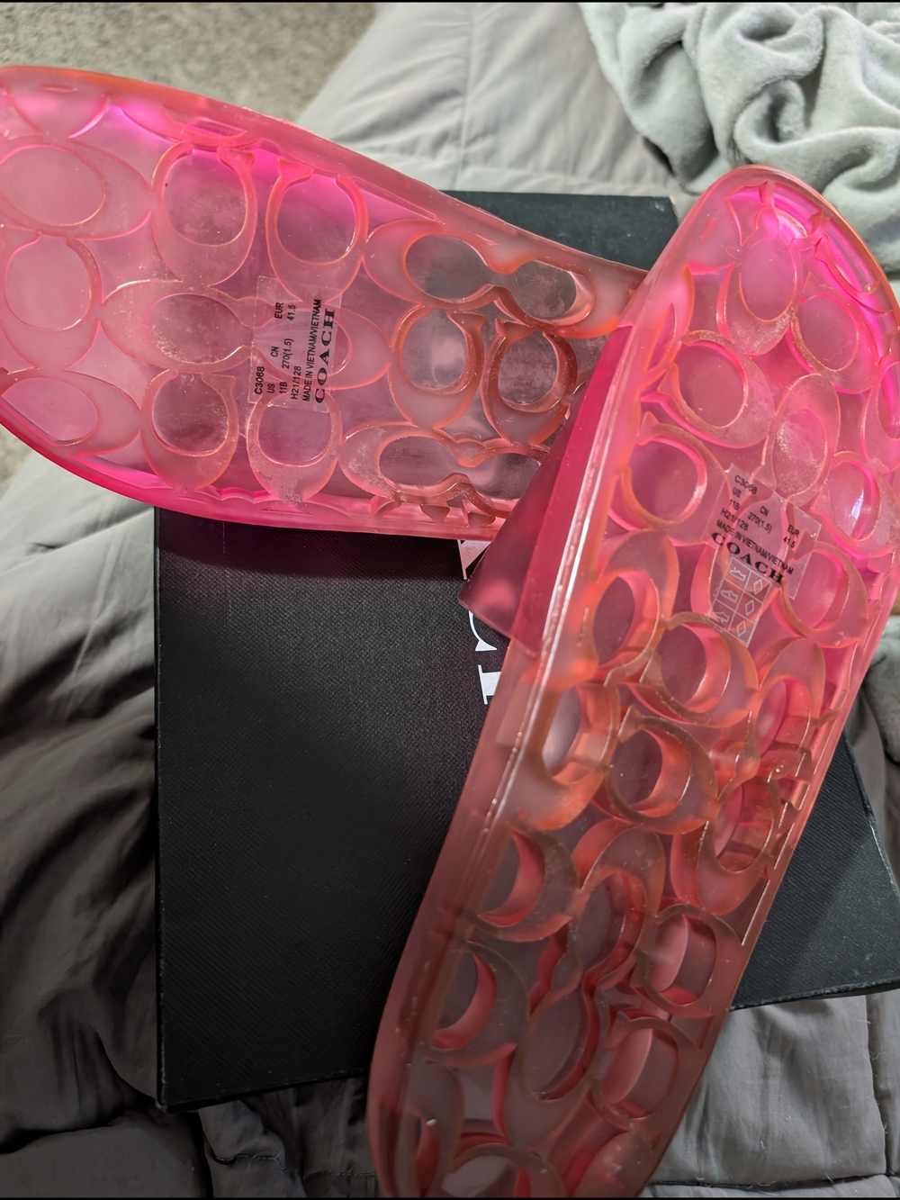 Coach Pink Translucent Jelly Slide Sandals - Picture 2 of 4